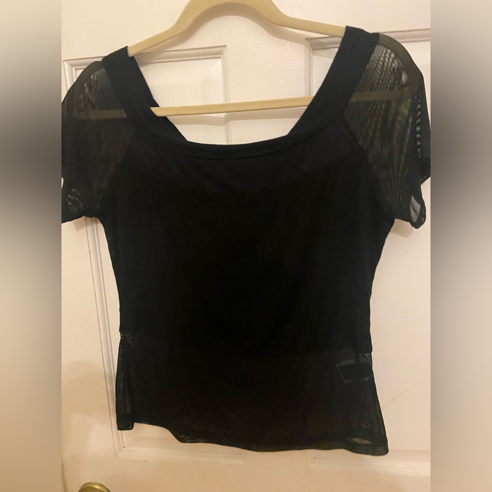 *NEVER WORN* Semi Sheer/Mesh Black Top in size 0XL
